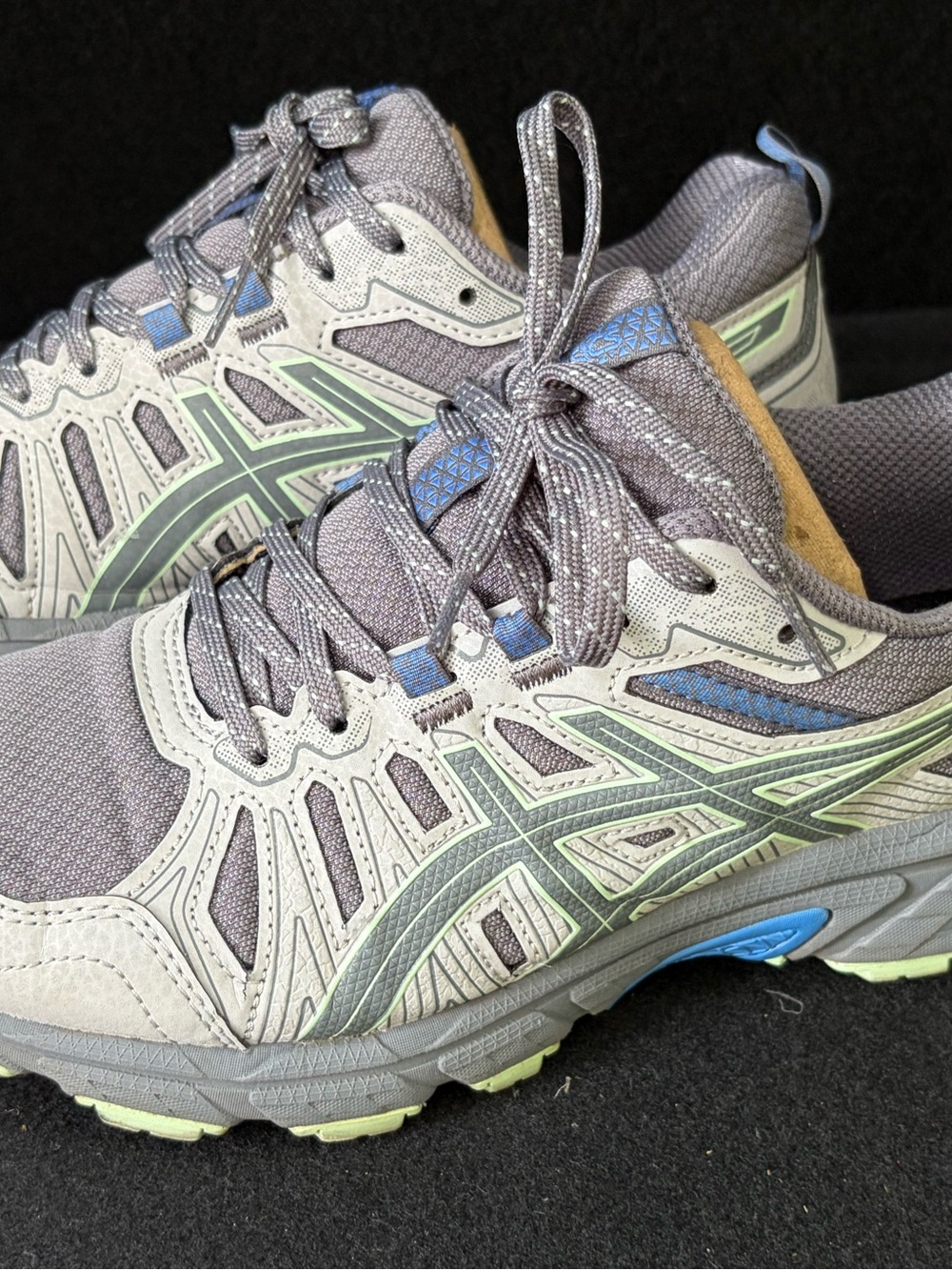 Asics Gray Sneakers with Mint and Blue Accents